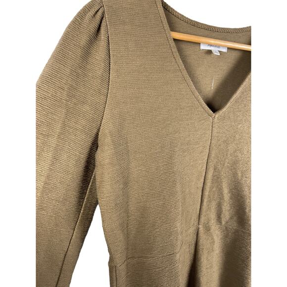 Madewell Olive Green Textured‎ Ponte Balloon Sleeve Mini Dress Size Small - Picture 5 of 10